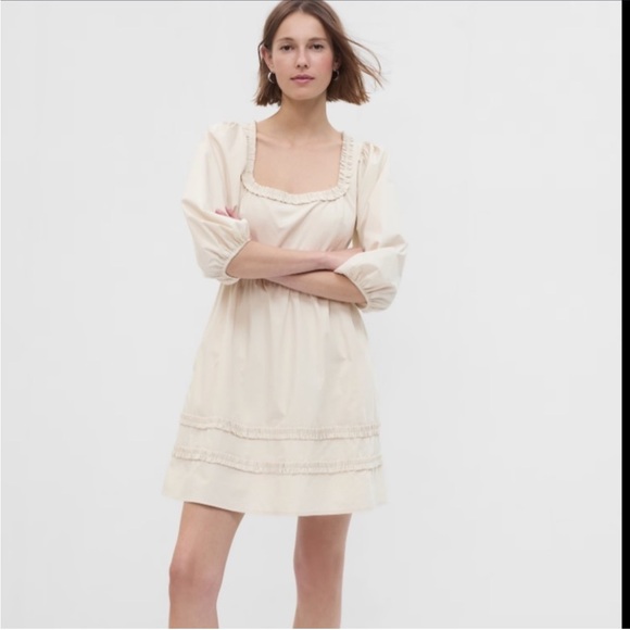 NWT Gap Puff Sleeve Ruffle Mini Dress - Picture 1 of 5